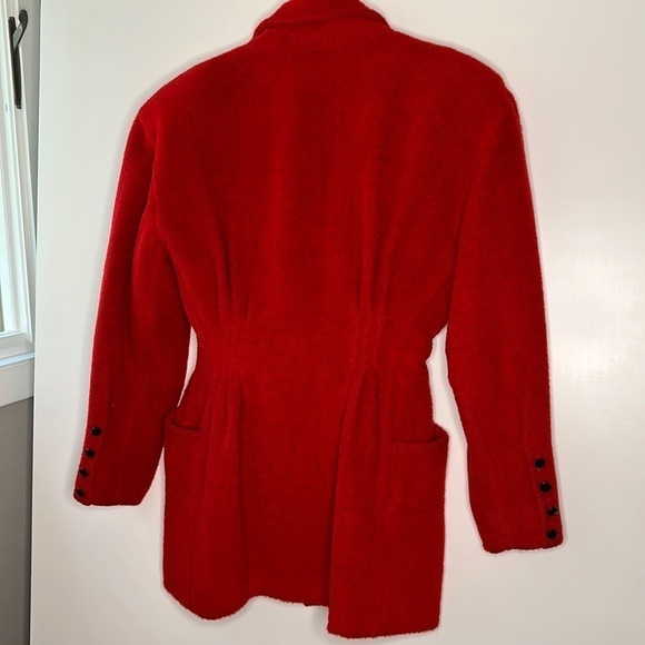 Emanuel Ungaro Parallele Paris Sz 6 Red Wood Tapered Blazer Jacket Coat - Picture 2 of 11